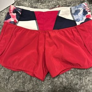 red lululemon shorts
